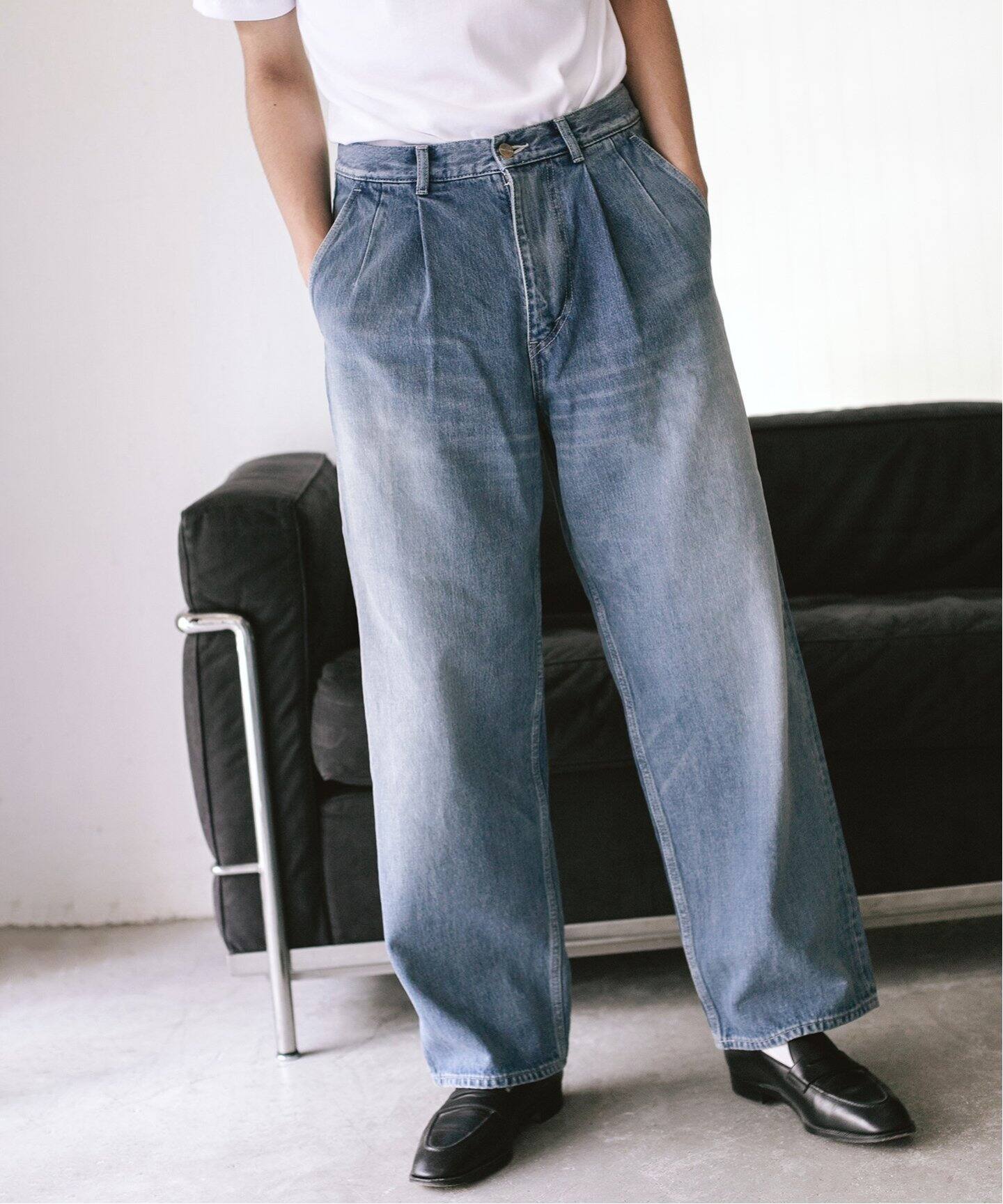 Graphpaper / グラフ ペーパー】Selvage Denim Two Tuck Pants（デニム 