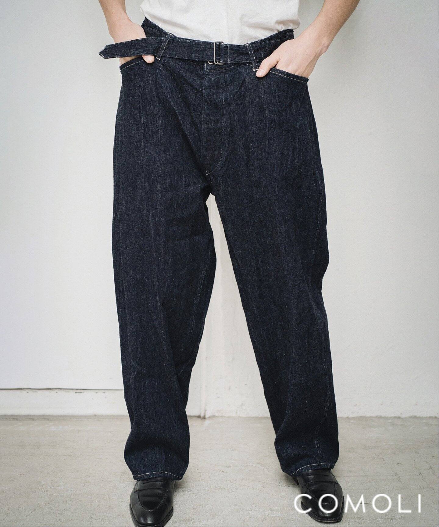 SIZE 2 25SS COMOLI デニム ベルテッドパンツ 富裕 BLACK 