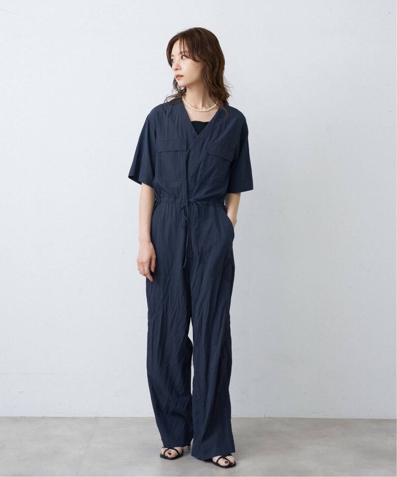 ≪追加≫ダブルポケットVネックオールインワン（つなぎ 