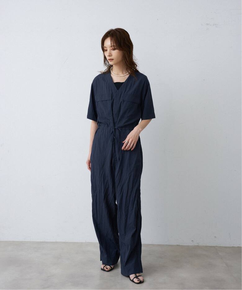 ≪追加≫ダブルポケットVネックオールインワン（つなぎ 