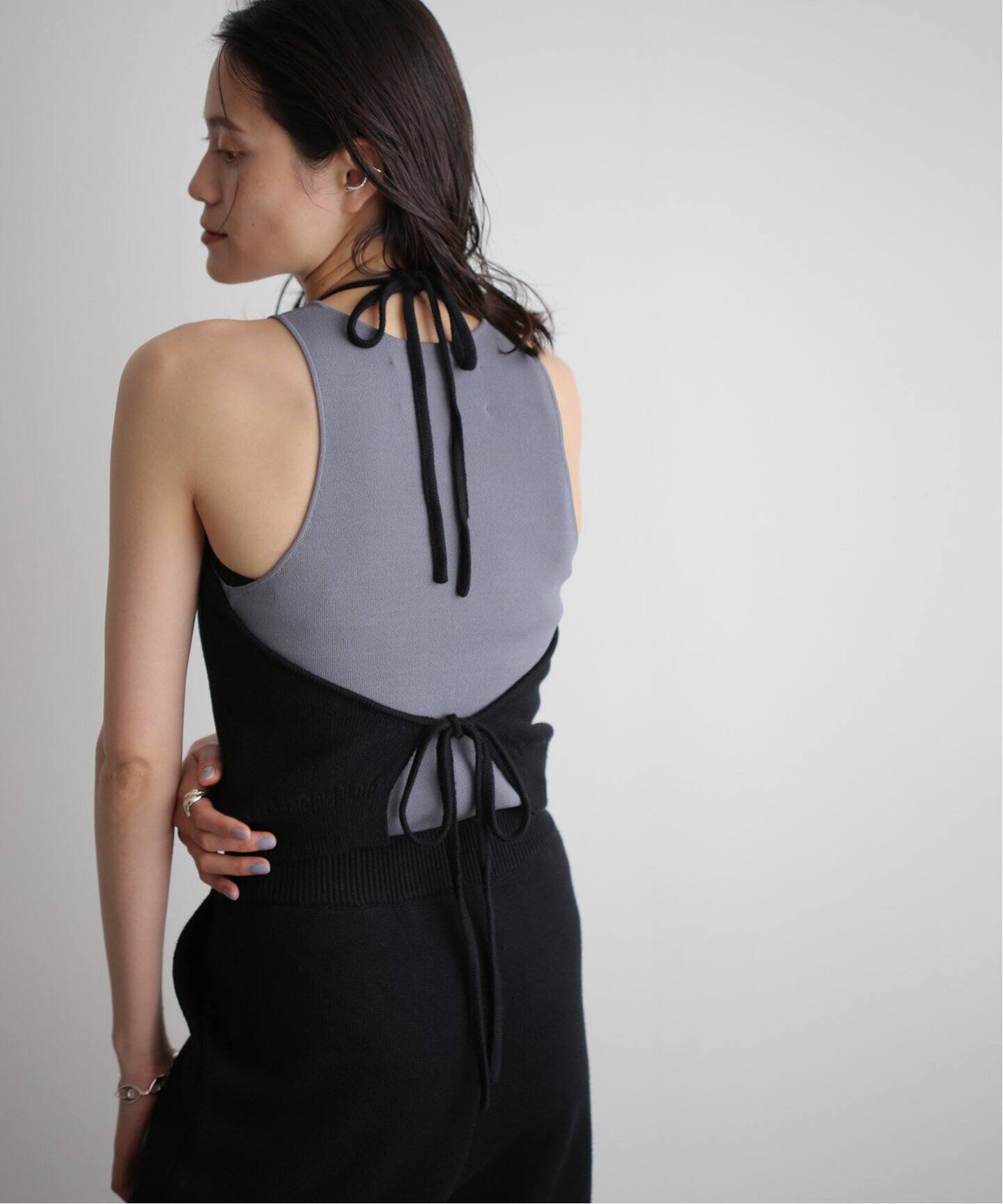 CLANE HALTER NECK KNIT ALL IN ONE 161125252（つなぎ  