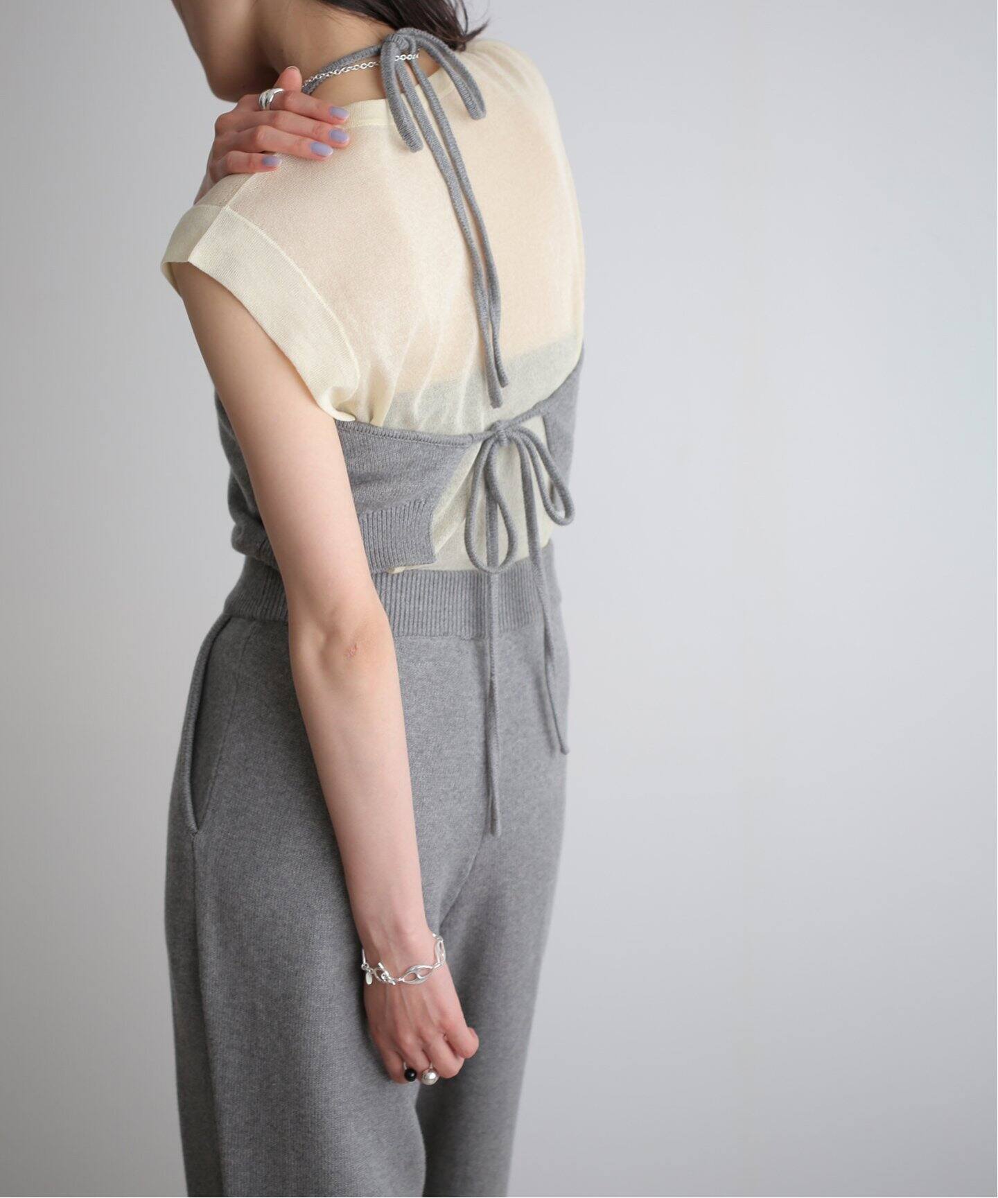 CLANE HALTER NECK KNIT ALL IN ONE 161125252（つなぎ 