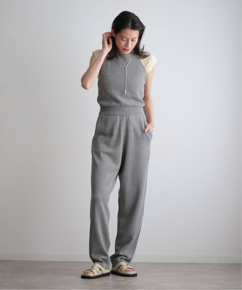 CLANE HALTER NECK KNIT ALL IN ONE 161125252（つなぎ 