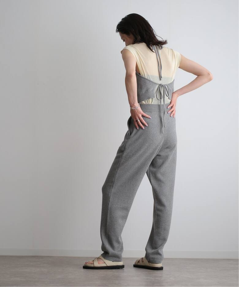 CLANE HALTER NECK KNIT ALL IN ONE GLAY 1