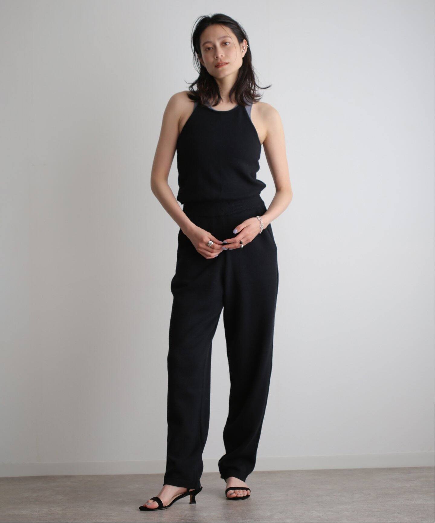 CLANE HALTER NECK KNIT ALL IN ONE 161125252（つなぎ  