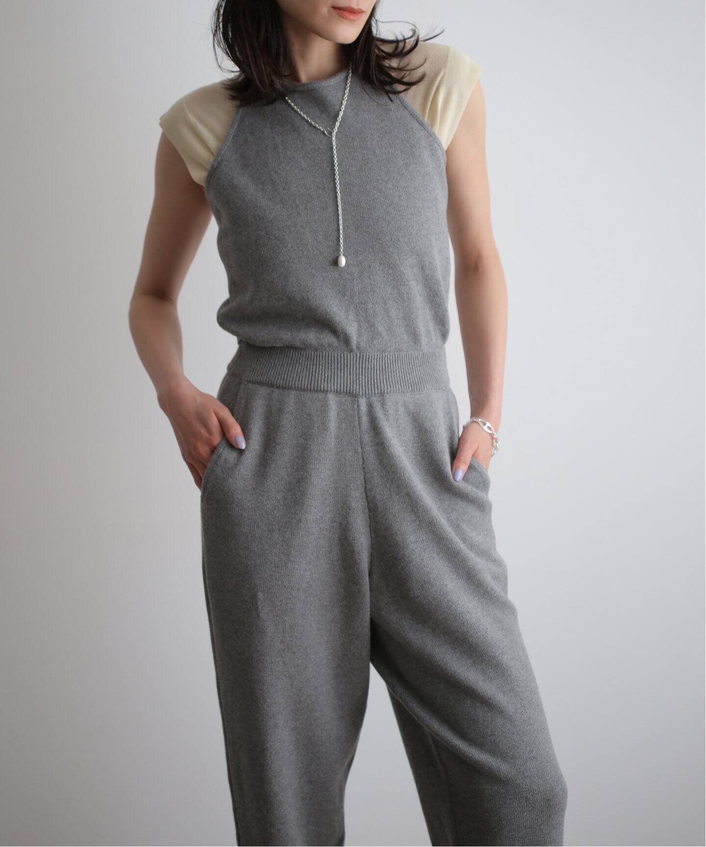CLANE HALTER NECK KNIT ALL IN ONE 161125252（つなぎ 