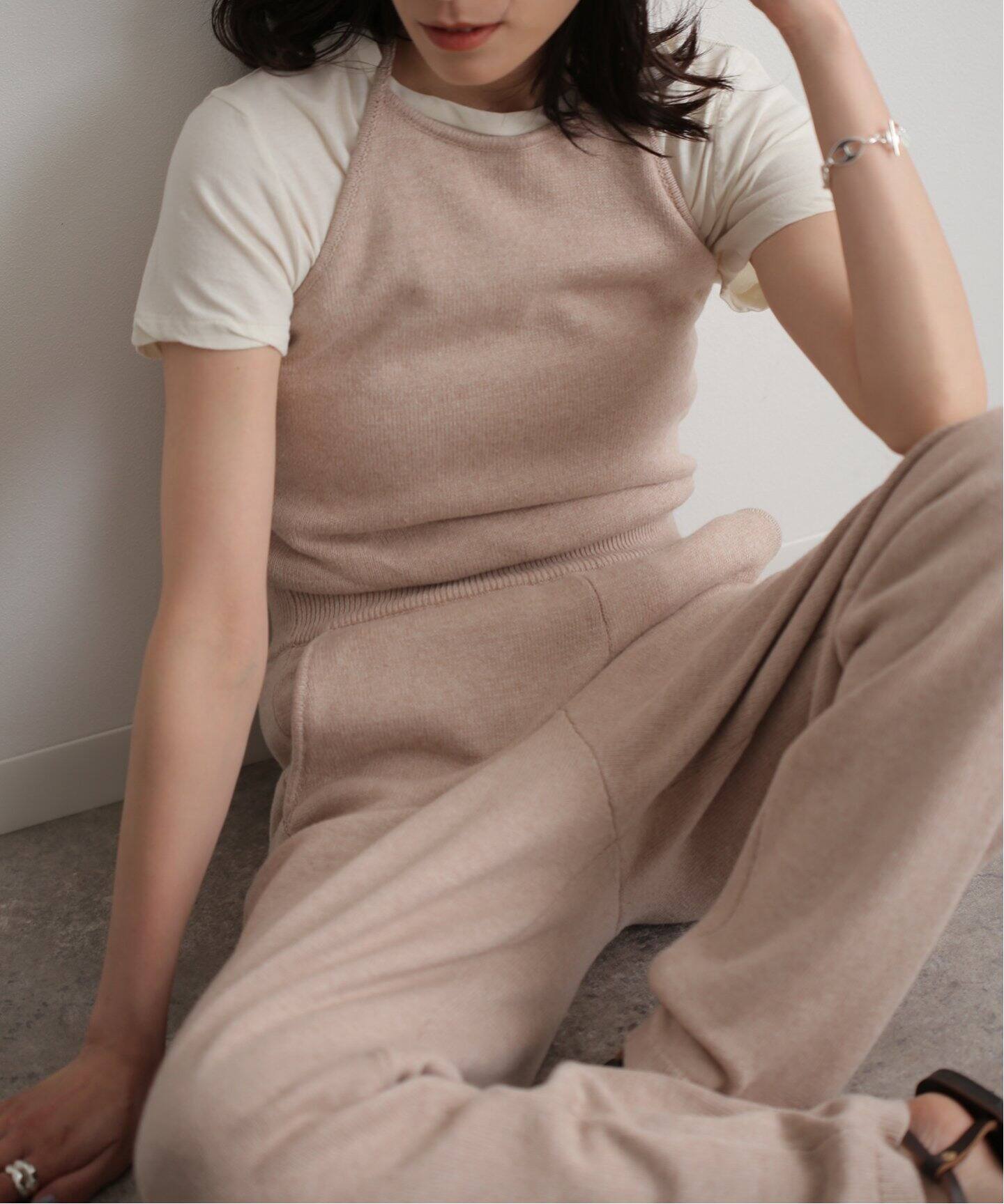 CLANE HALTER NECK KNIT ALL IN ONE 161125252（つなぎ 