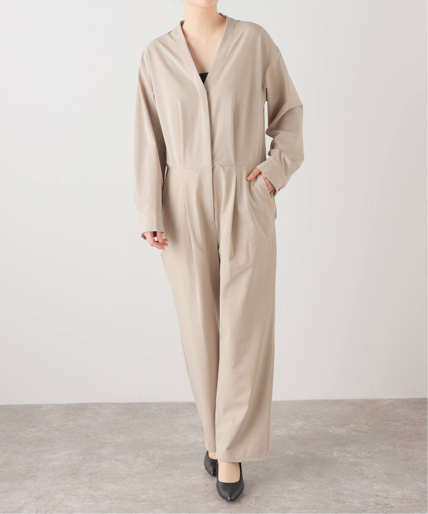 SPICK&SPAN サテンジャンプスーツ オールインワン ベージュ 38 美品 