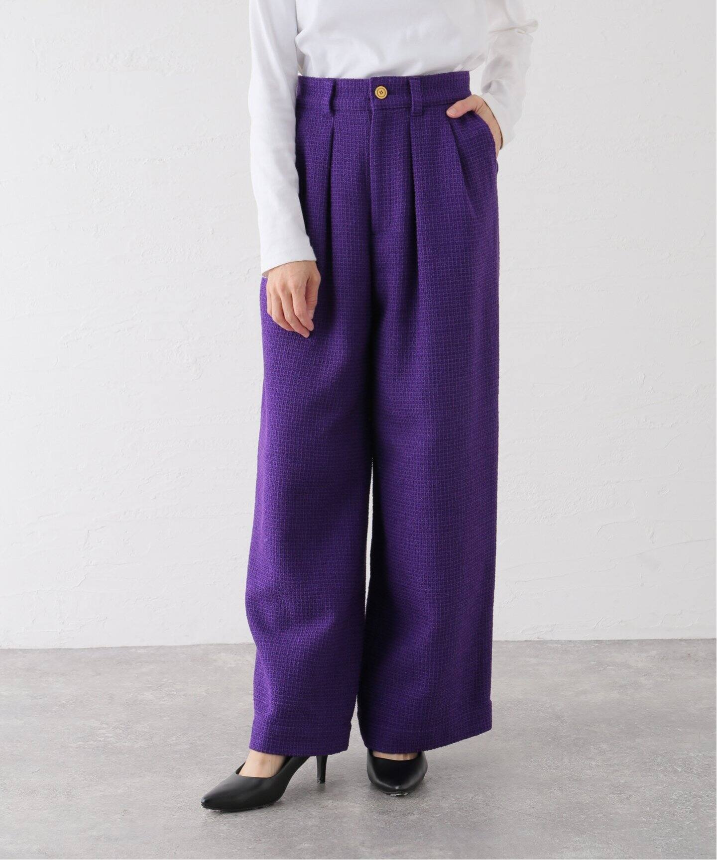 ツイード2タックワイドパンツ（スラックス）｜Spick and Span  