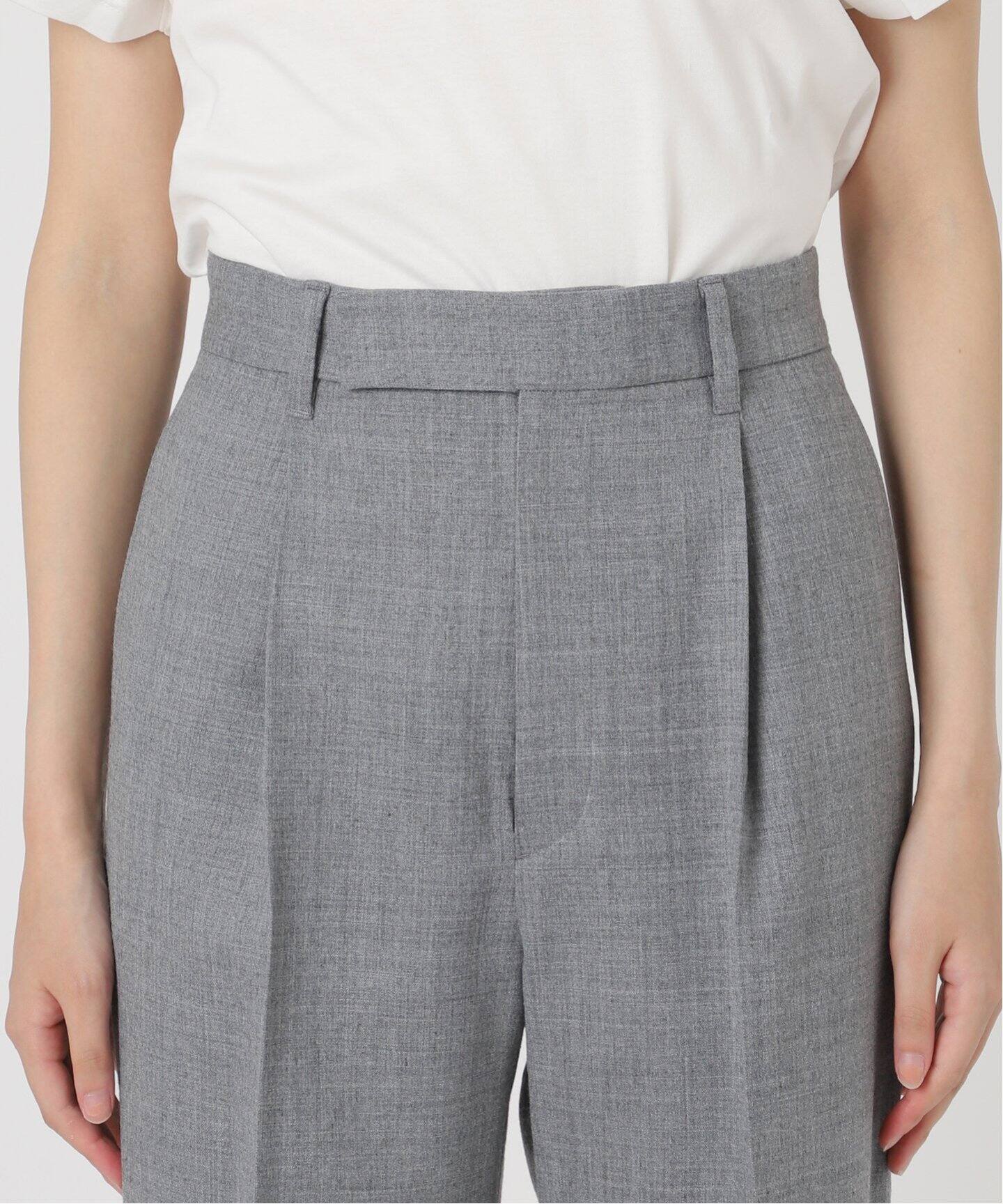 テーパードダブルクロスパンツ ストレッチダブルクロスツータックテーパードパンツ（しわになり