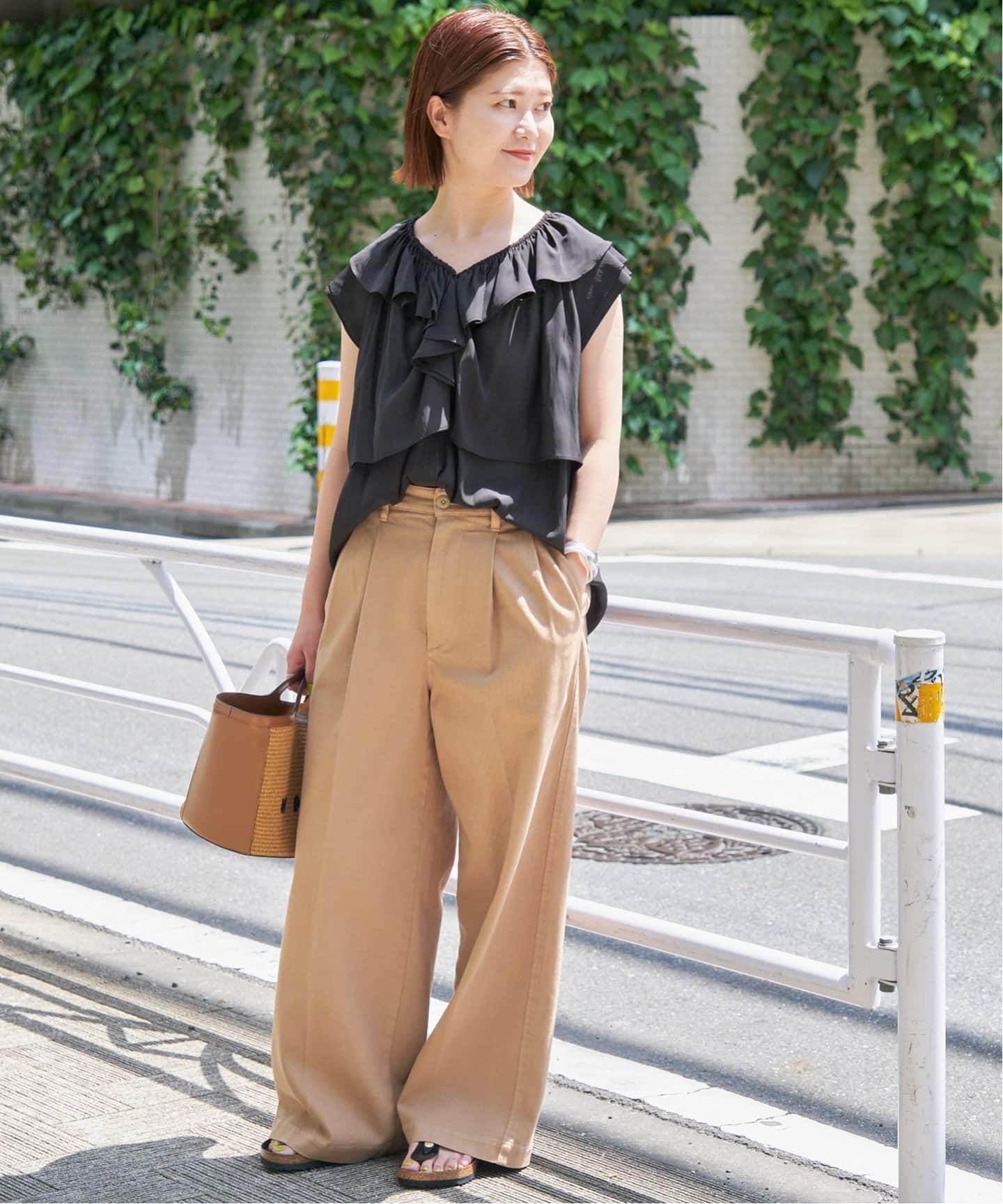 スピックアンドスパン　ガーメントダイストレッチワイドパンツ ガーメントダイストレッチワイドパンツ（その他パンツ）｜Spick