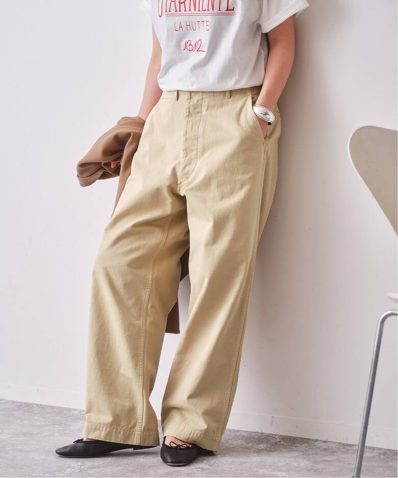 Higuchi✖️Sチノワイドパンツ ピンク ひらき 