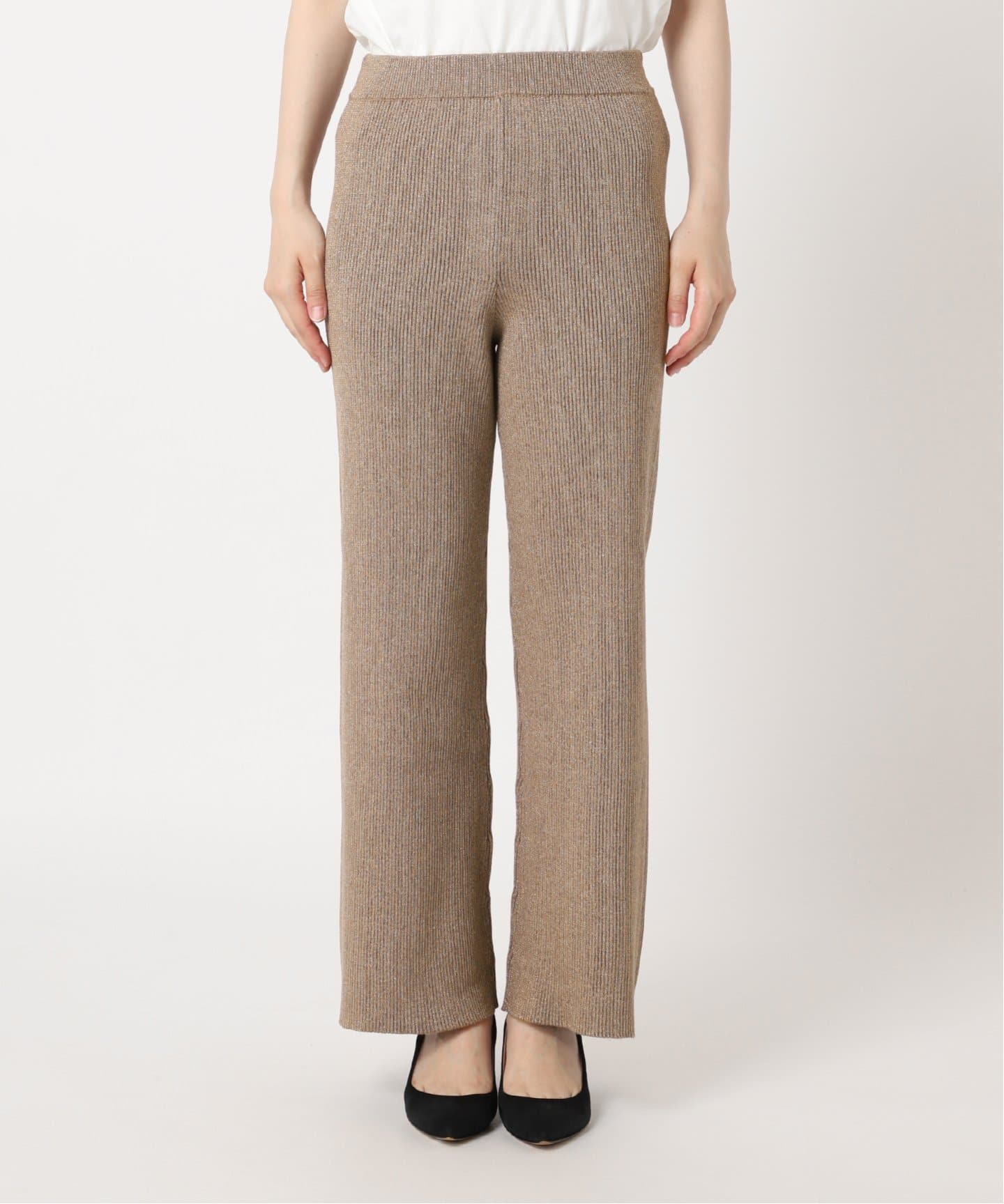 MISSONI ラメニットパンツ MISSONI Sequin-embellished striped metallic crochet-knit