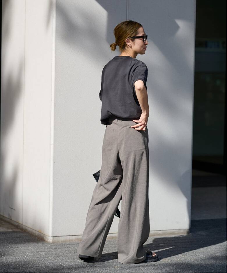 追加》撥水強撚ポリエステルラップワイドパンツ（その他パンツ  