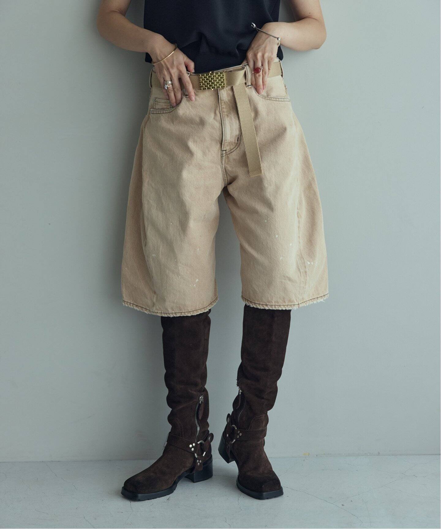 THENIME×OUT OF FRAMe denimハーフパンツ（ショート・ハーフパンツ  