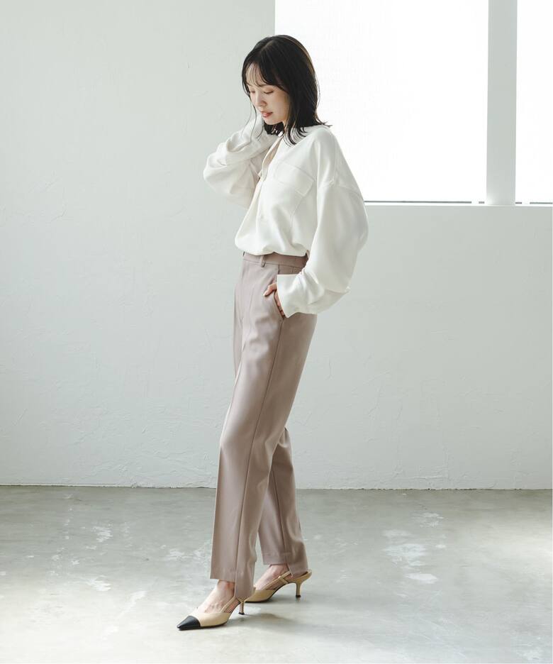 追加》キャロットシルエットステップヘムパンツ（スラックス  