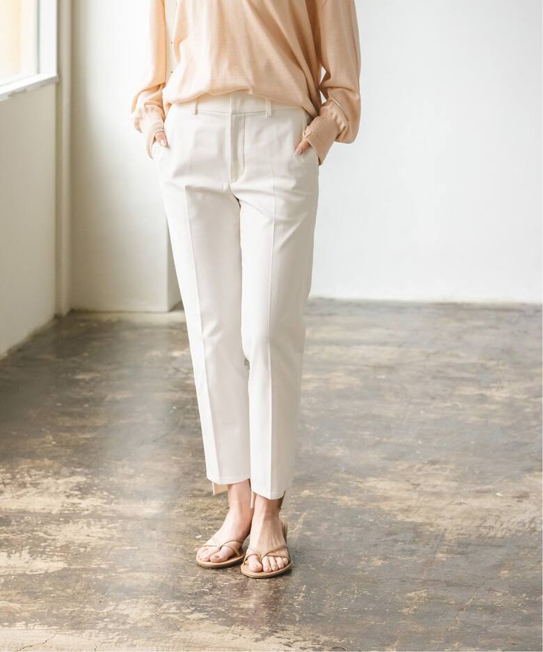 追加》ドライコットンリネンステップヘムパンツ5（スラックス  