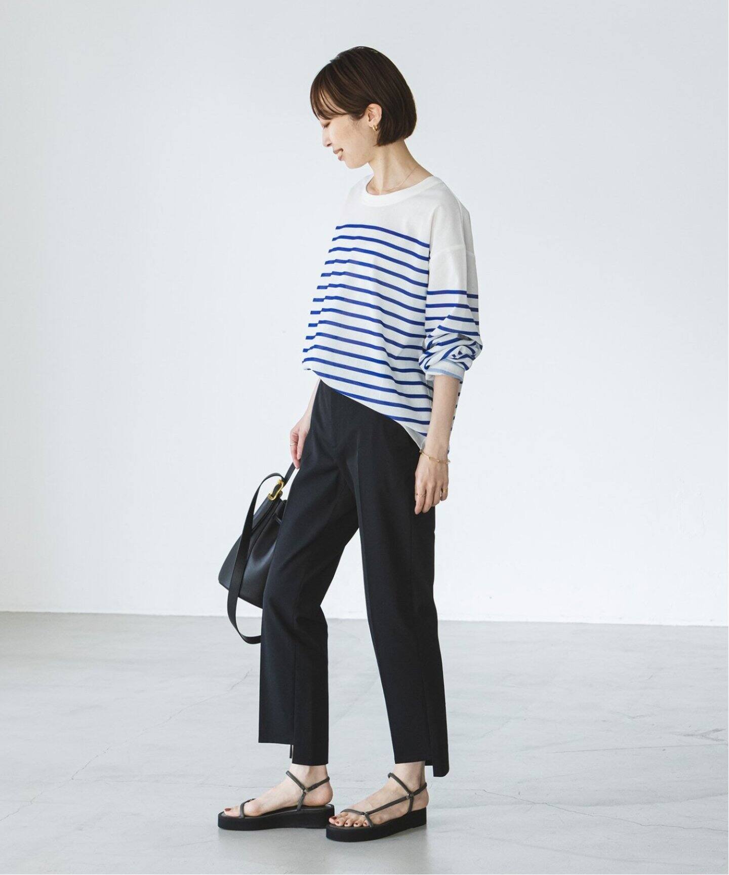 追加》ドライコットンリネンステップヘムパンツ 6（スラックス