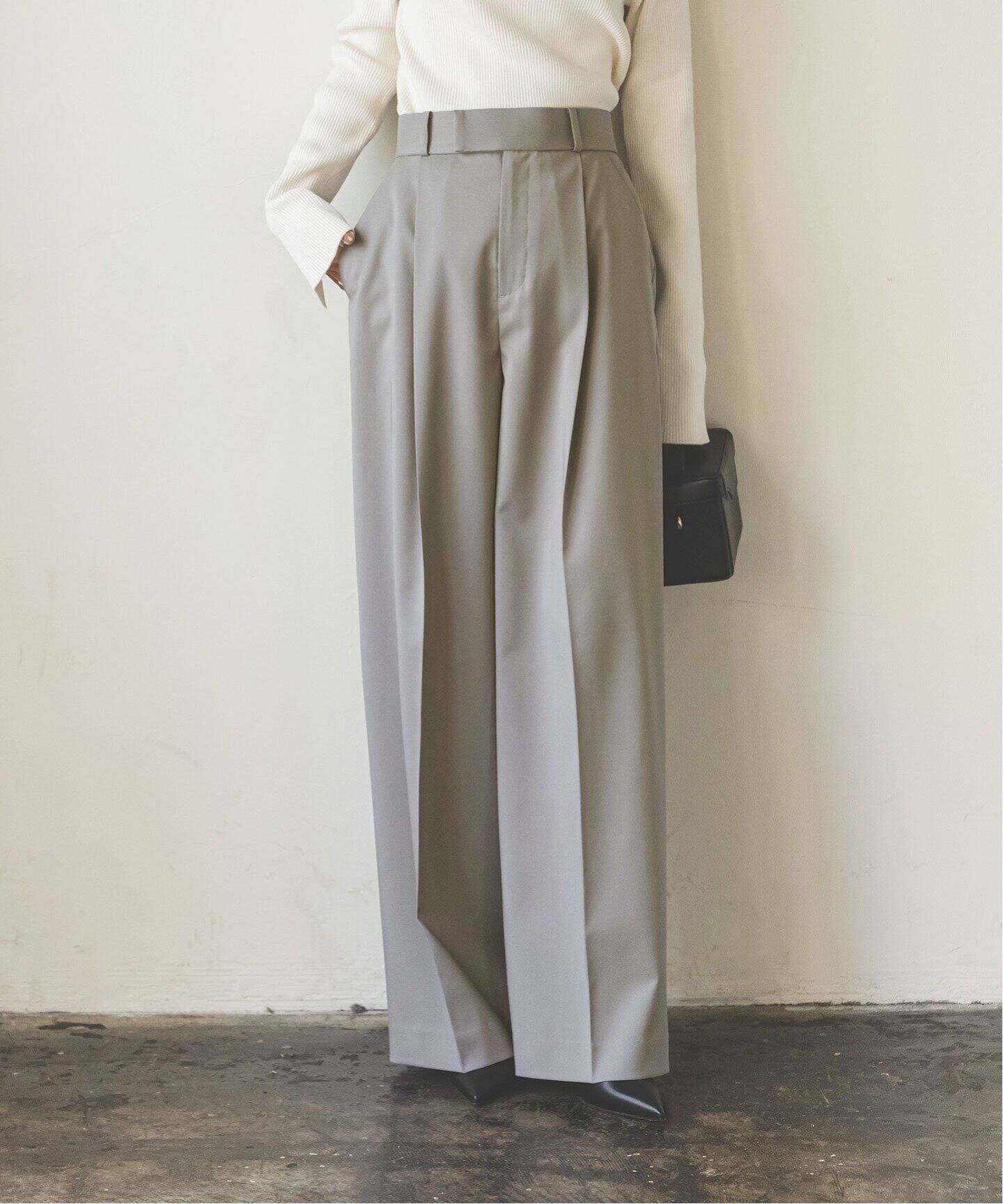 [6/23までの出品]nobleエステルツイルストレッチスラックスパンツ34 NOBLE スラックス パンツ 「追加」エステルツイルストレッチ