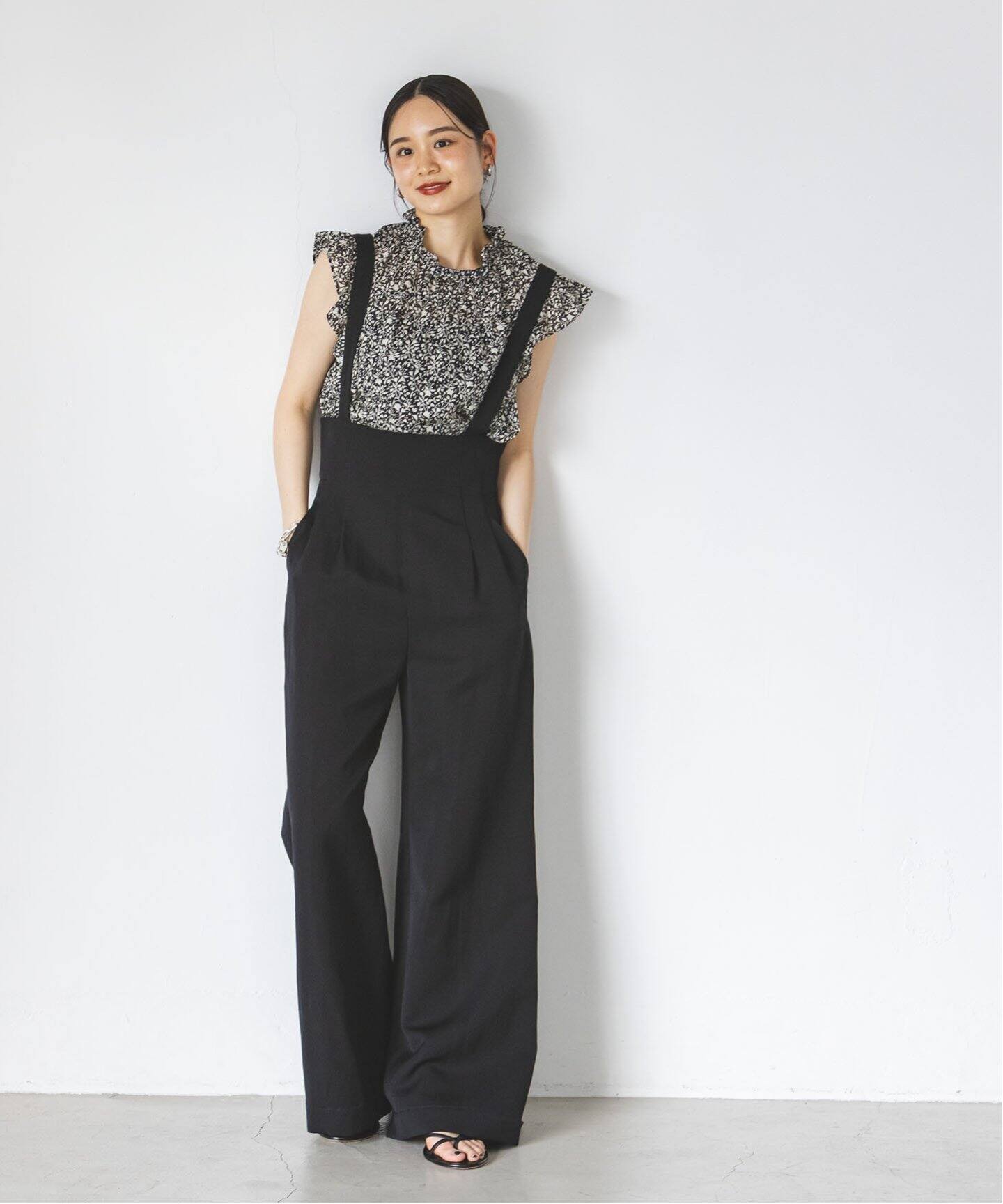 ハイウエストサロペットパンツ（スラックス）｜NOBLE（ノーブル）の 