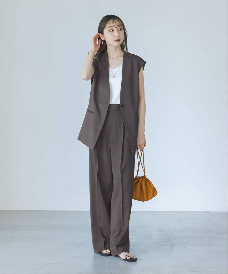 追加》エステルツイルストレッチスラックスパンツ4（スラックス 