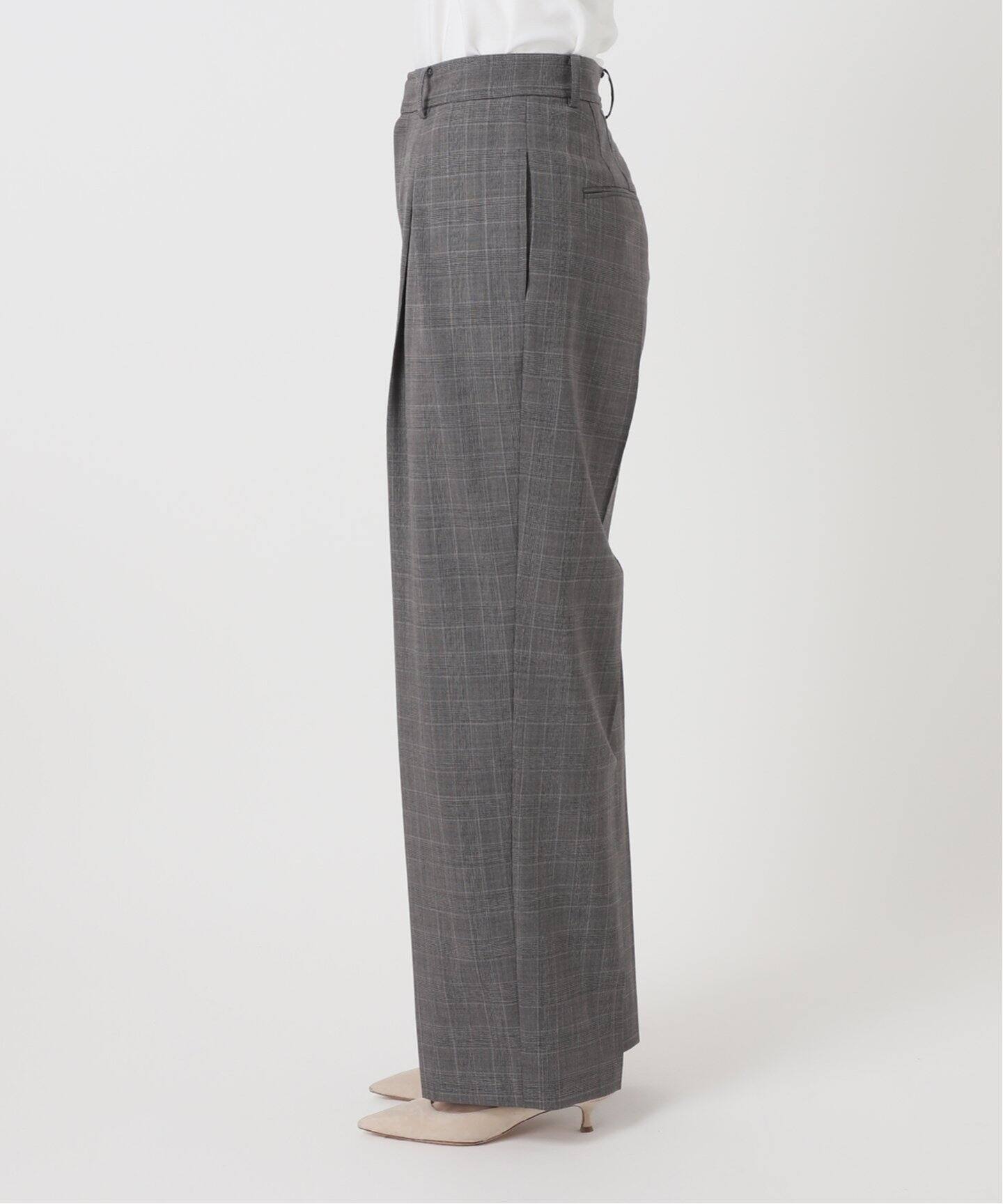 チェックレイヤードタックパンツ（スラックス）｜NOBLE（ノーブル）の  