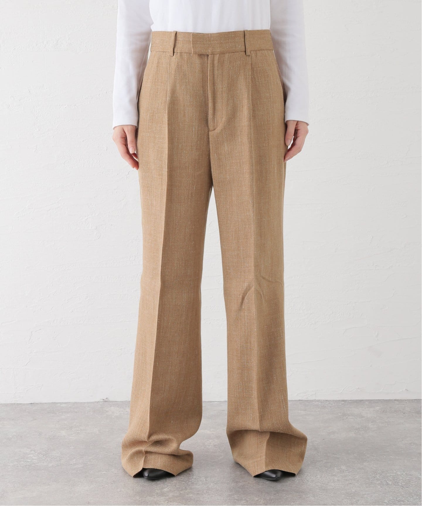 ROHE/ローエ Wide leg single pleated tailored traousers（スラックス