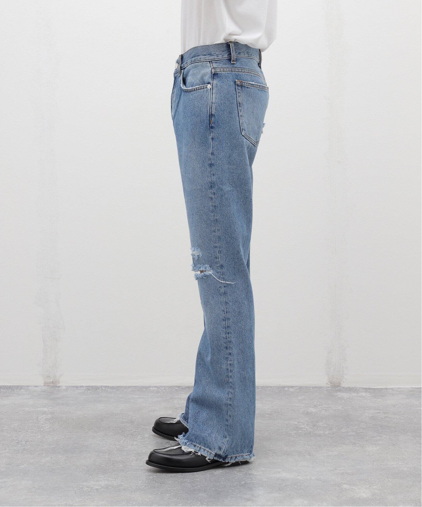 Sefr(セファー) RIDER CUT JEANS TRASHED MID BLUE（デニムパンツ 【新品・未使用】Sefr Blue Rider Cut Jeans 28
