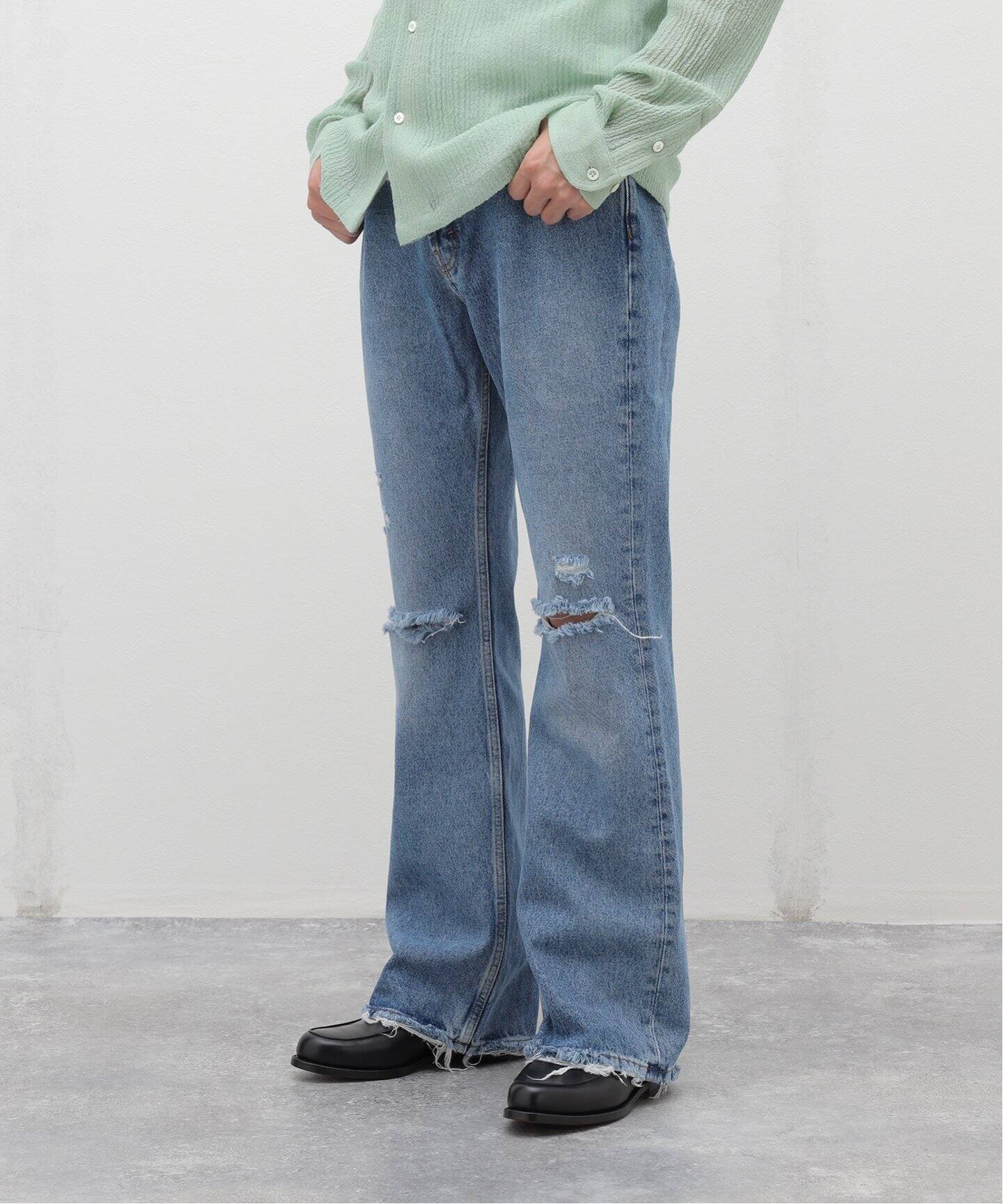Sefr(セファー) RIDER CUT JEANS TRASHED MID BLUE（デニムパンツ 