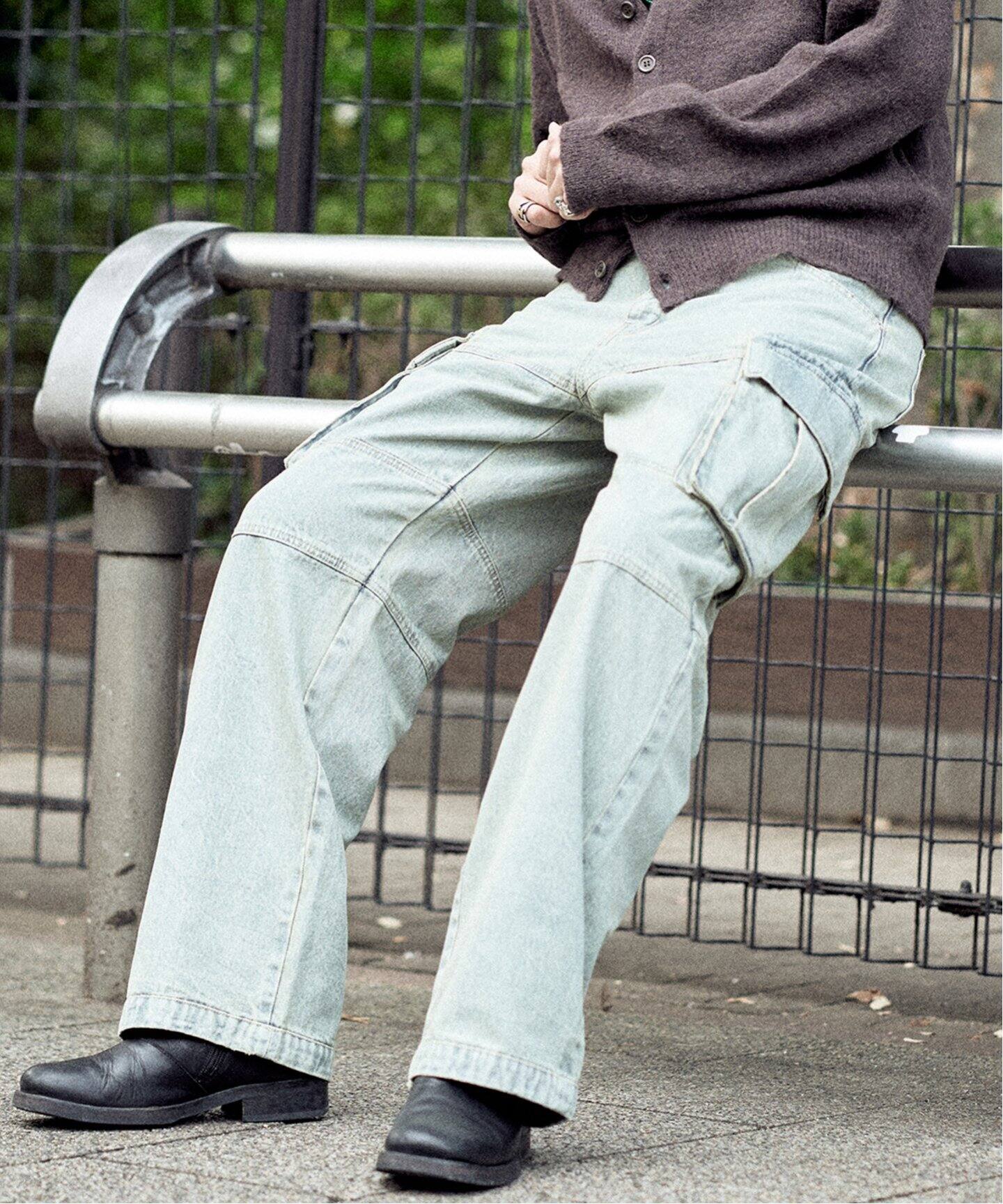 フェード ワイド カーゴ デニム パンツ（デニムパンツ・ジーンズ 