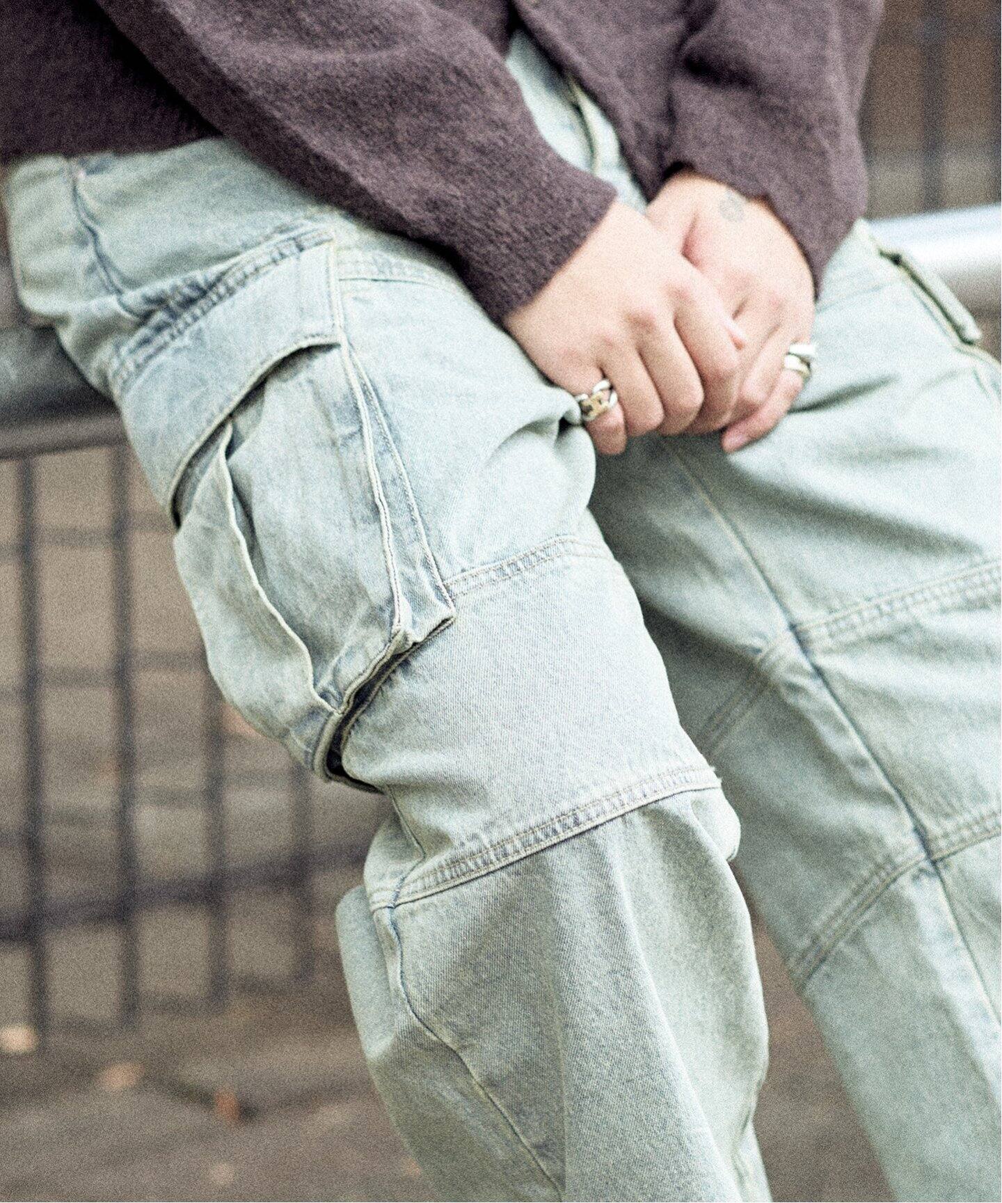 フェード ワイド カーゴ デニム パンツ（デニムパンツ・ジーンズ 