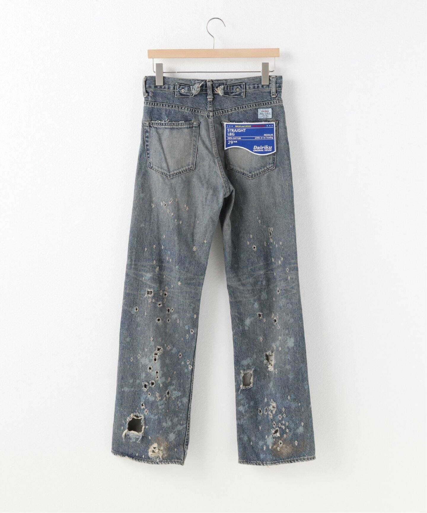 DAIRIKU / ダイリク】Damage Straight Denim Pants（デニムパンツ 
