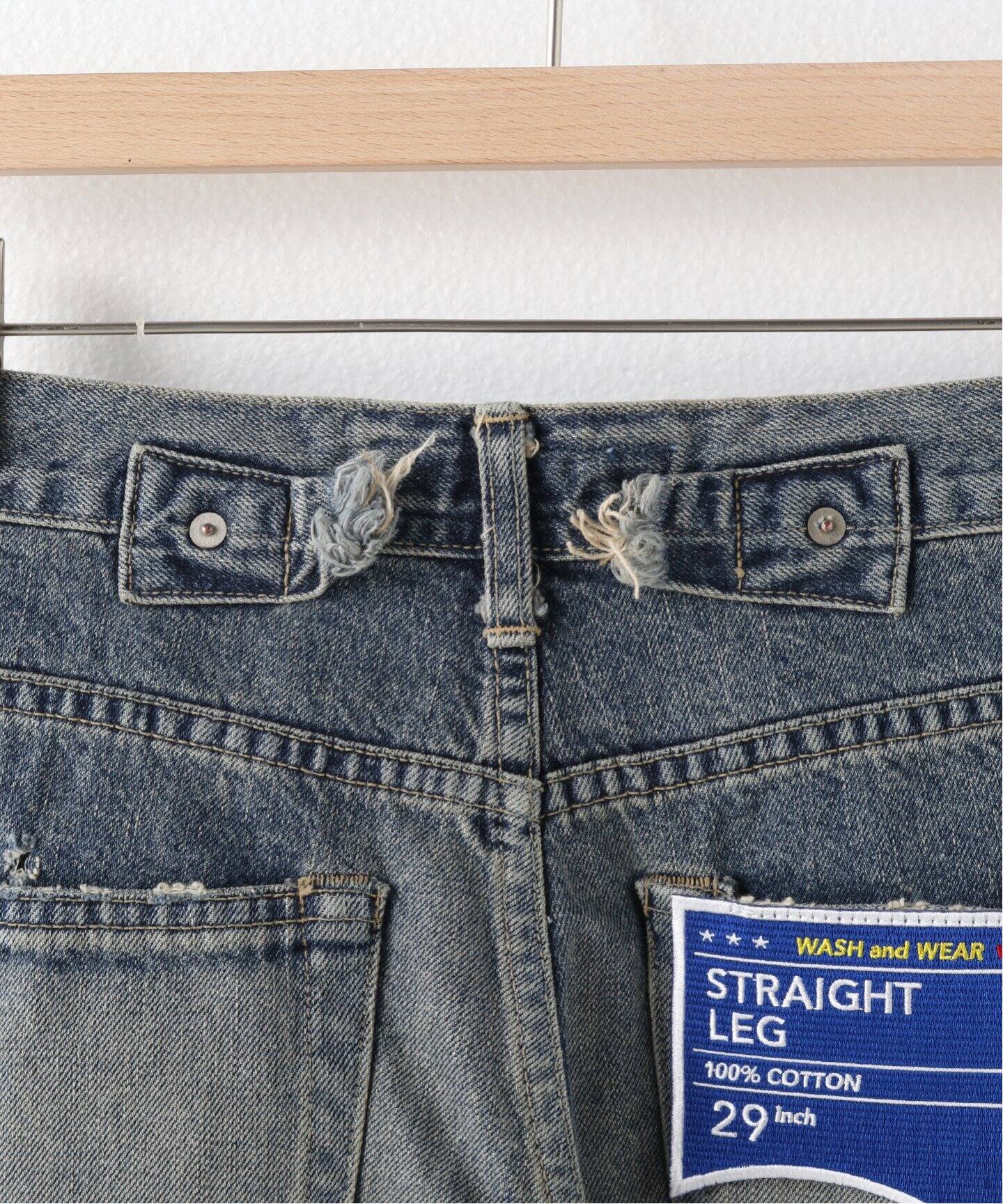 DAIRIKU / ダイリク】Damage Straight Denim Pants（デニムパンツ 