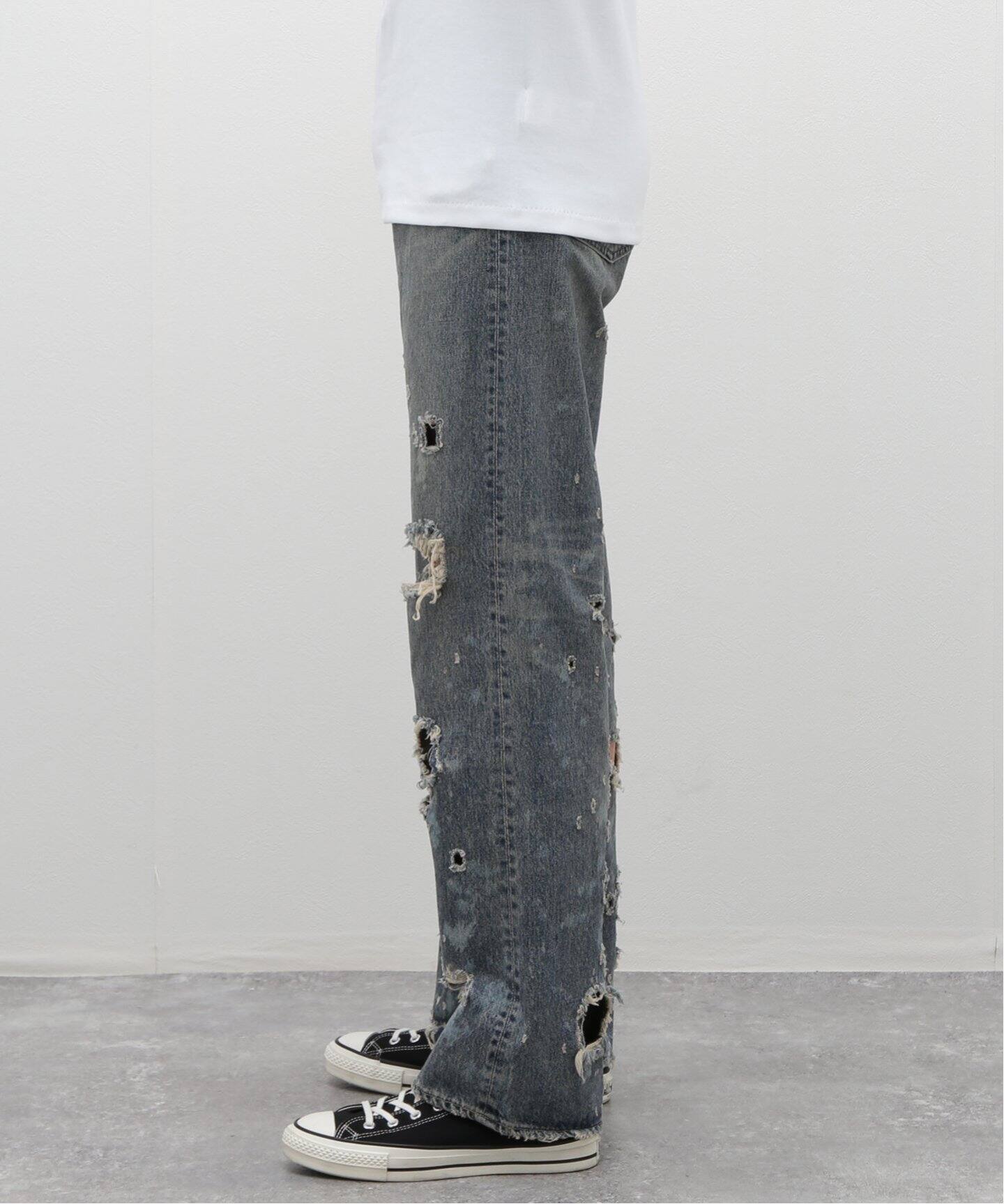 DAIRIKU / ダイリク】Damage Straight Denim Pants（デニムパンツ 