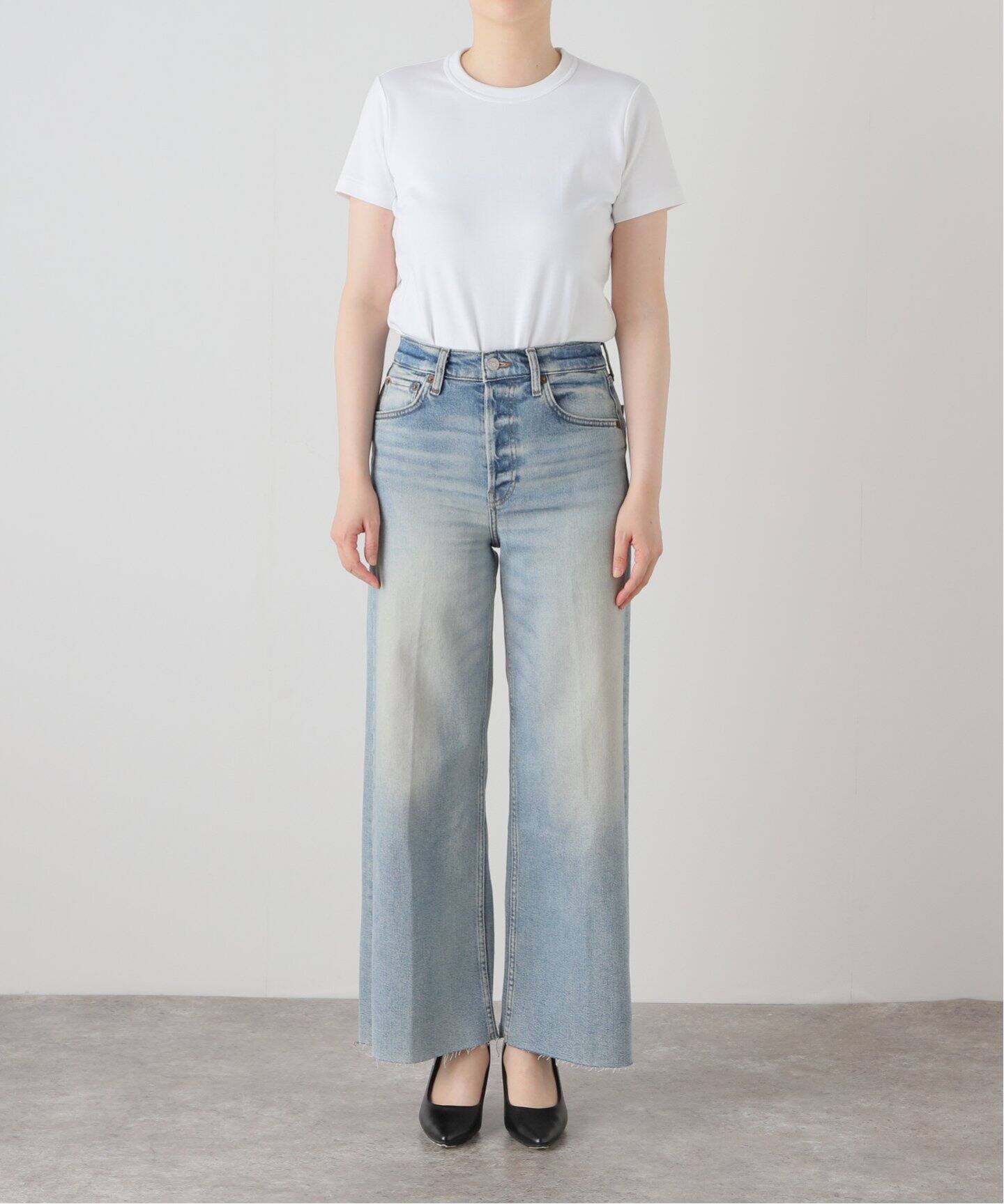RE/DONE/リダン】HIGH RISE WIDE LEG CROP：デニム（デニムパンツ  