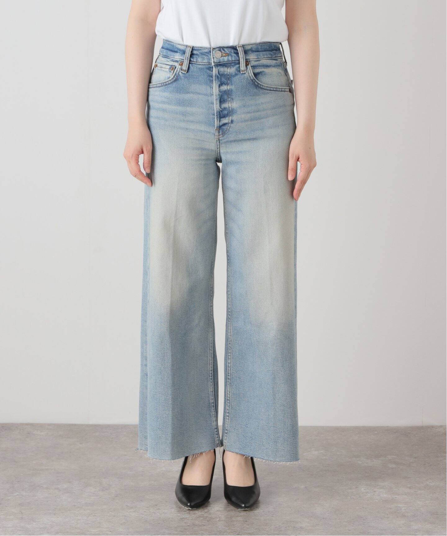 RE/DONE/リダン】HIGH RISE WIDE LEG CROP：デニム（デニムパンツ  