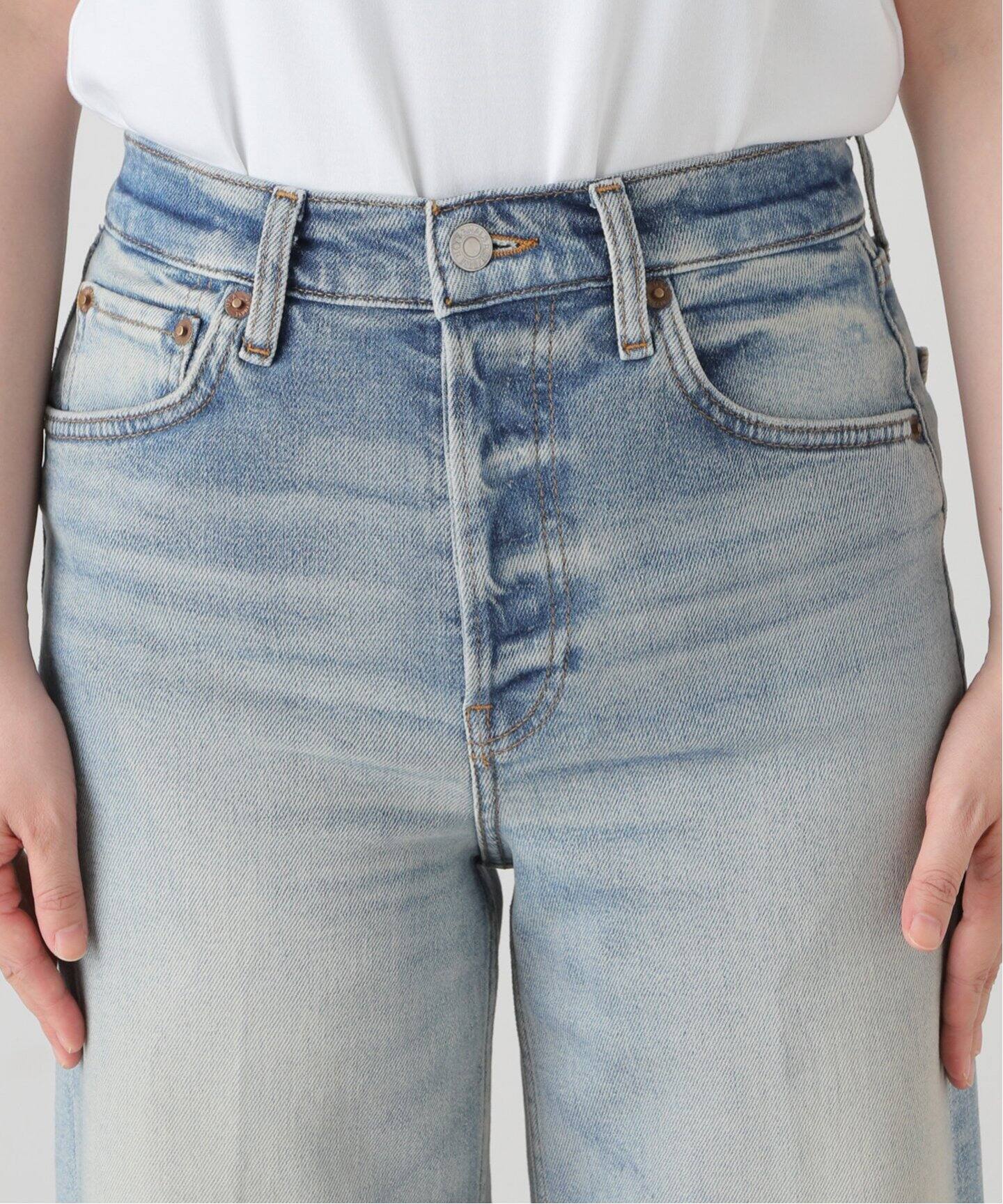 RE/DONE/リダン】HIGH RISE WIDE LEG CROP：デニム（デニムパンツ  