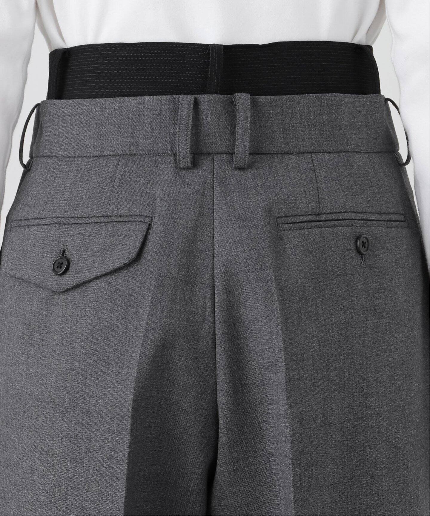 INSCRIRE /アンスクリア】Wool Double Belt Pants：パンツ（スラックス 