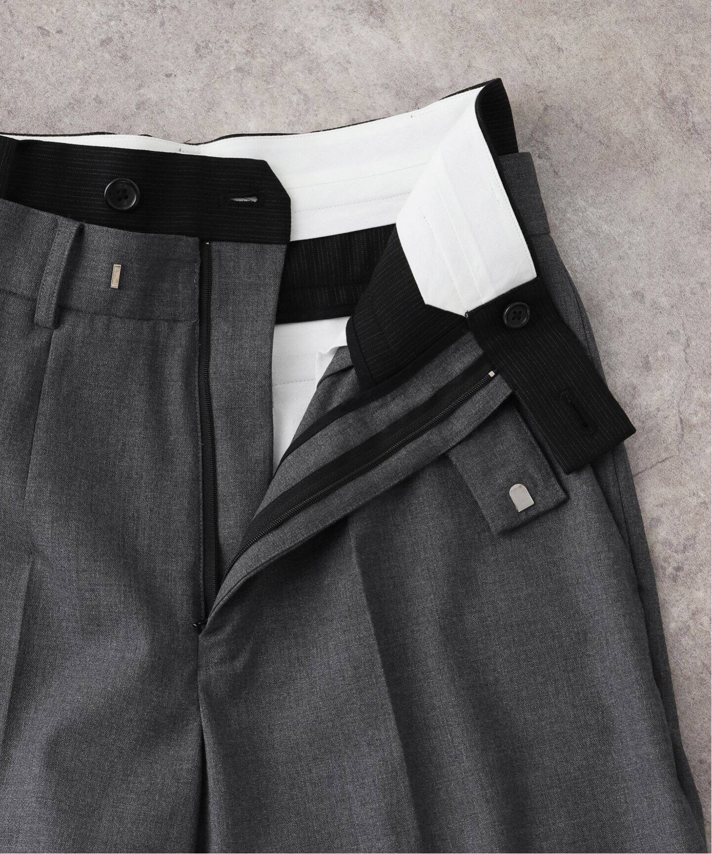 INSCRIRE /アンスクリア】Wool Double Belt Pants：パンツ（スラックス 