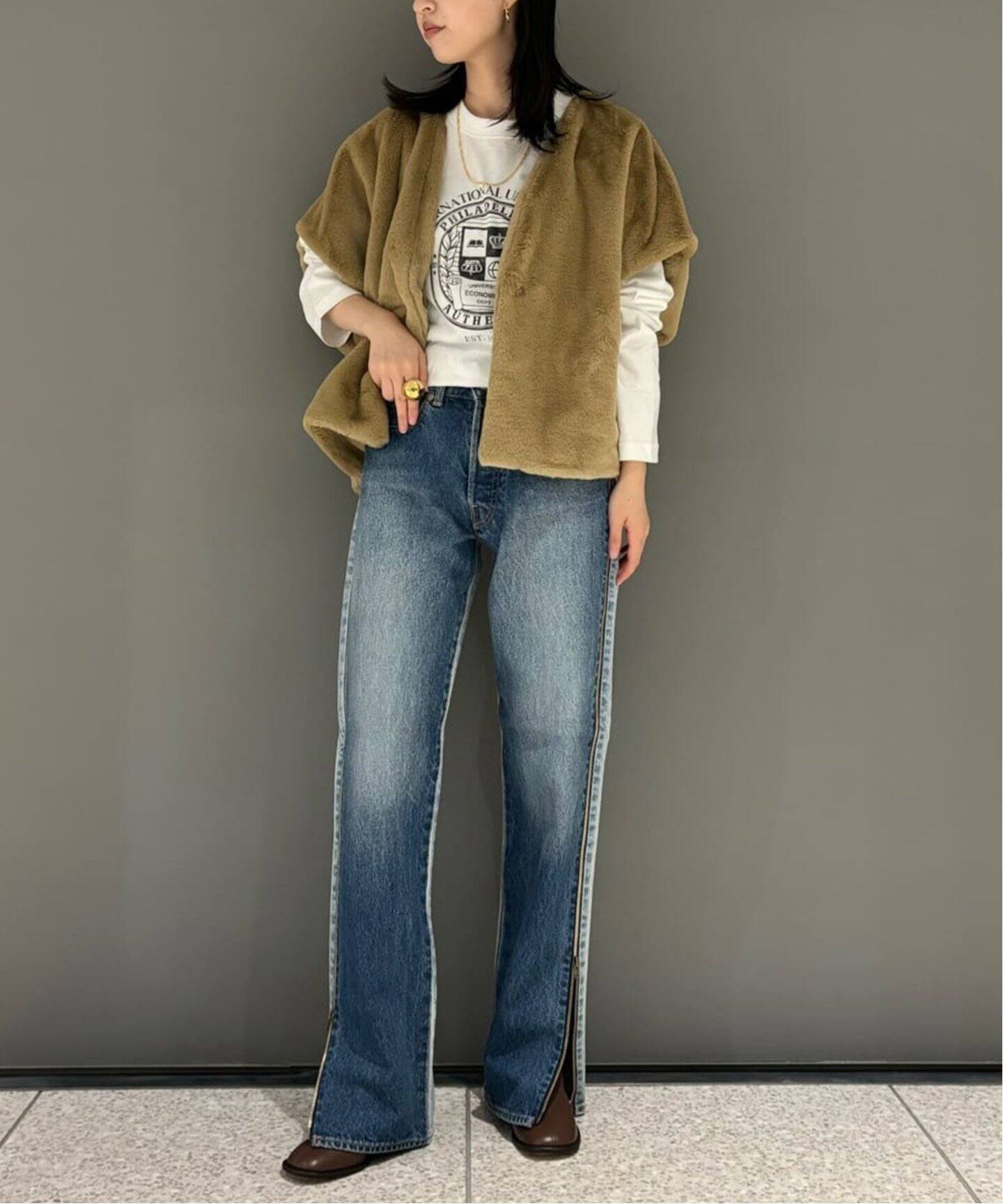 INSCRIRE /アンスクリア】Side Zip Denim：デニム（デニムパンツ 