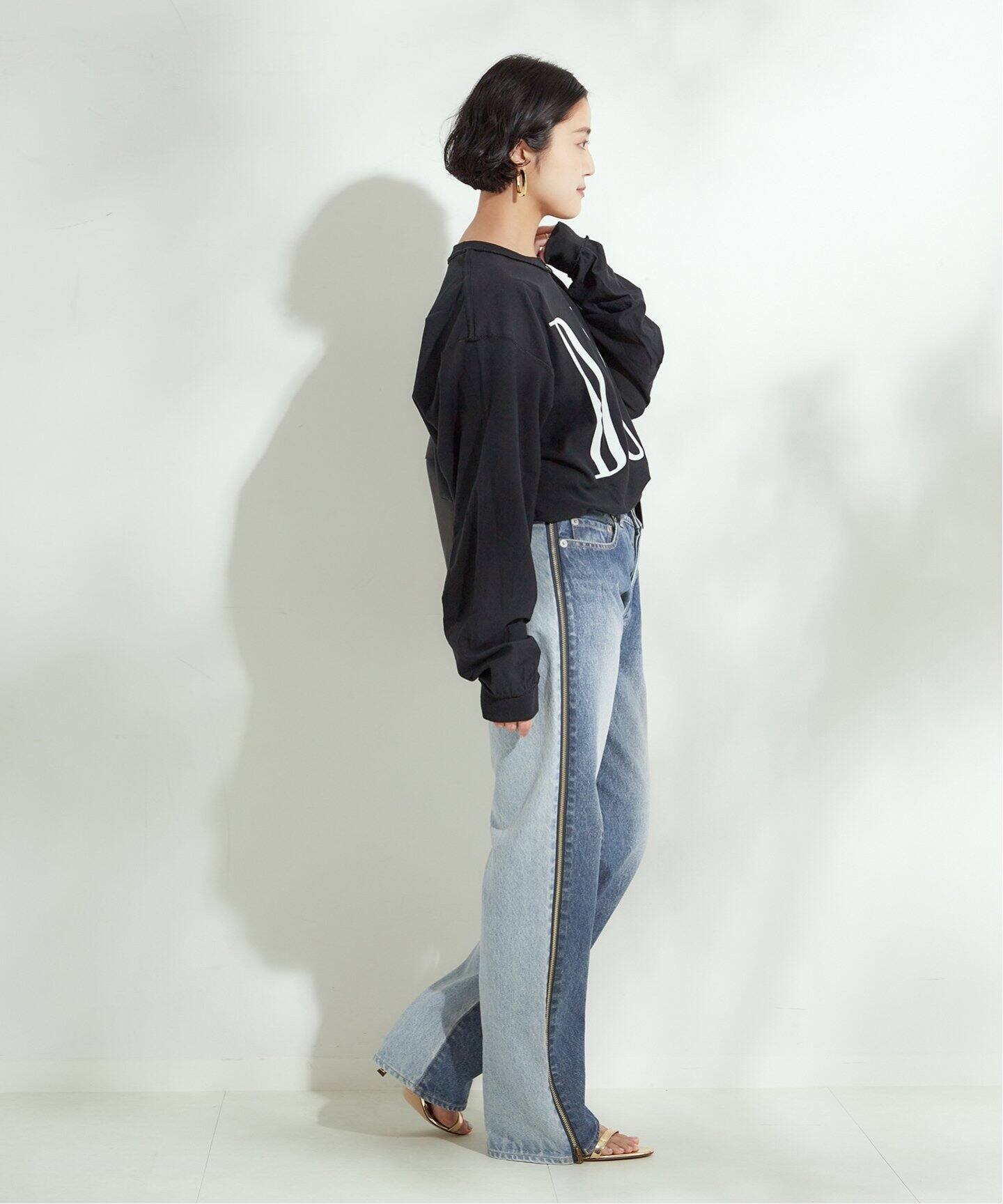 INSCRIRE /アンスクリア】Side Zip Denim：デニム（デニムパンツ  