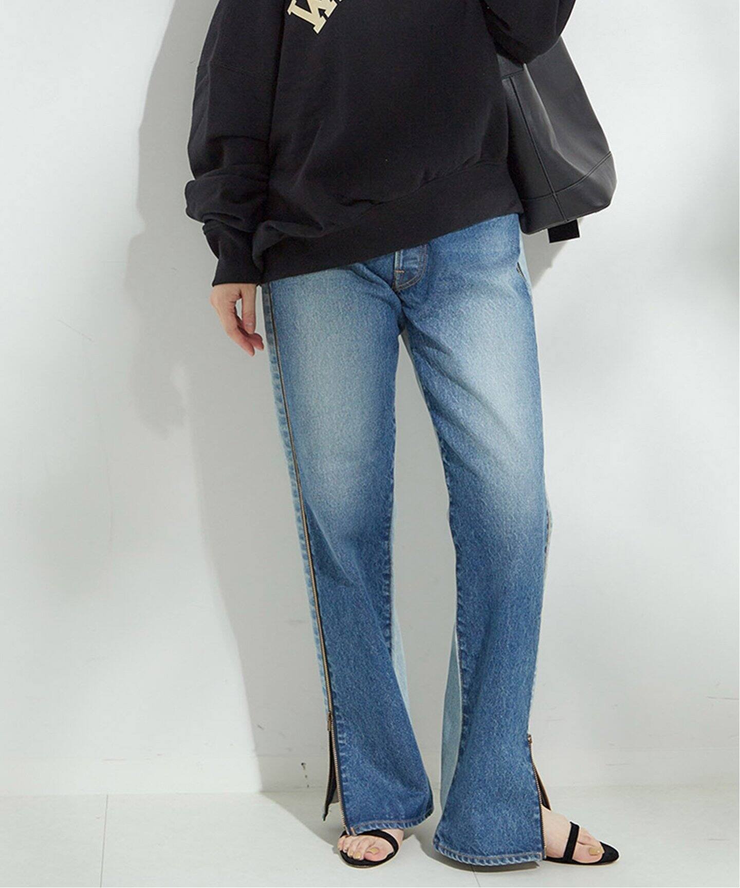 INSCRIRE /アンスクリア】Side Zip Denim：デニム（デニムパンツ 