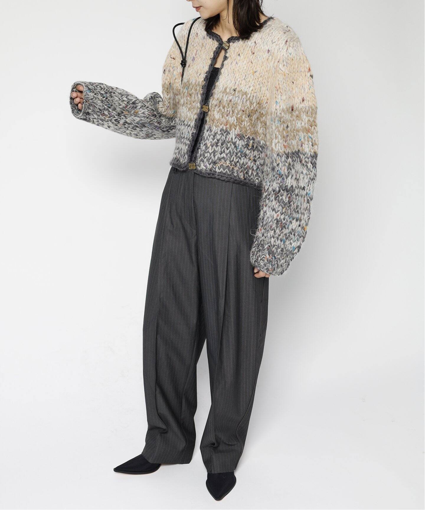 ガニー GANNI レザー ハーフパンツ ラムレザー 羊革 36 黒 ブラック  