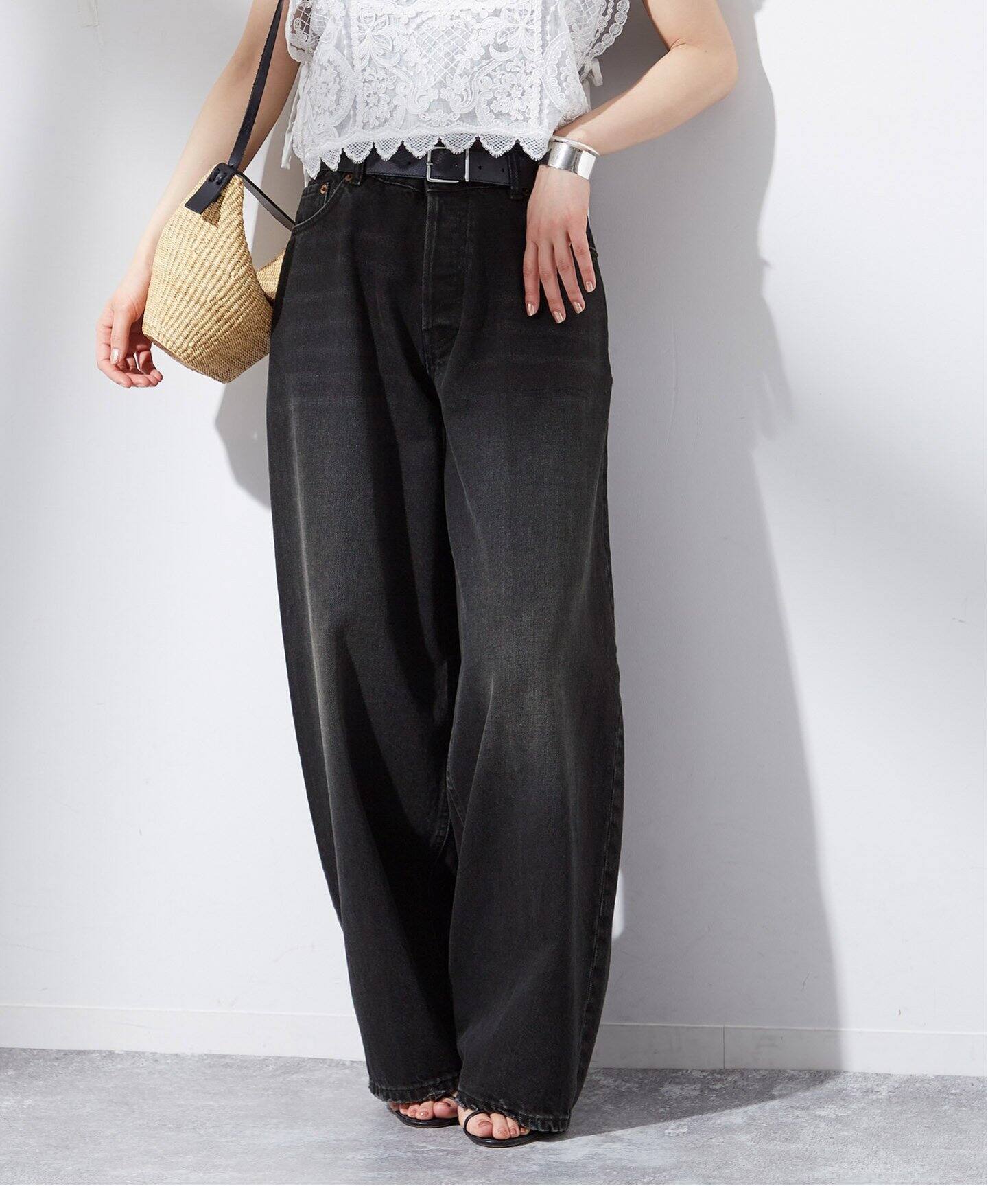 追加3》【HAIKURE/ハイクル】BETHANY MID BLACK asian fit：デニム 