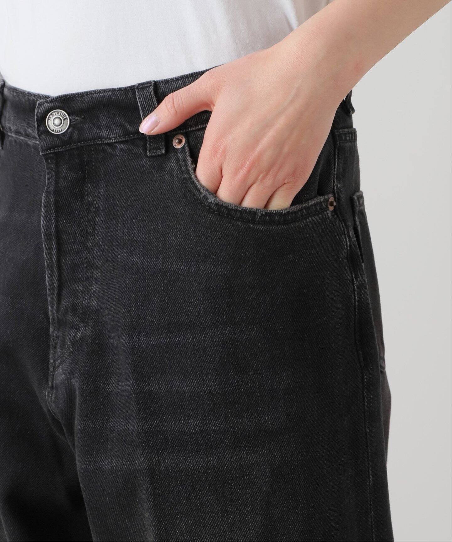 追加3》【HAIKURE/ハイクル】BETHANY MID BLACK asian fit：デニム 