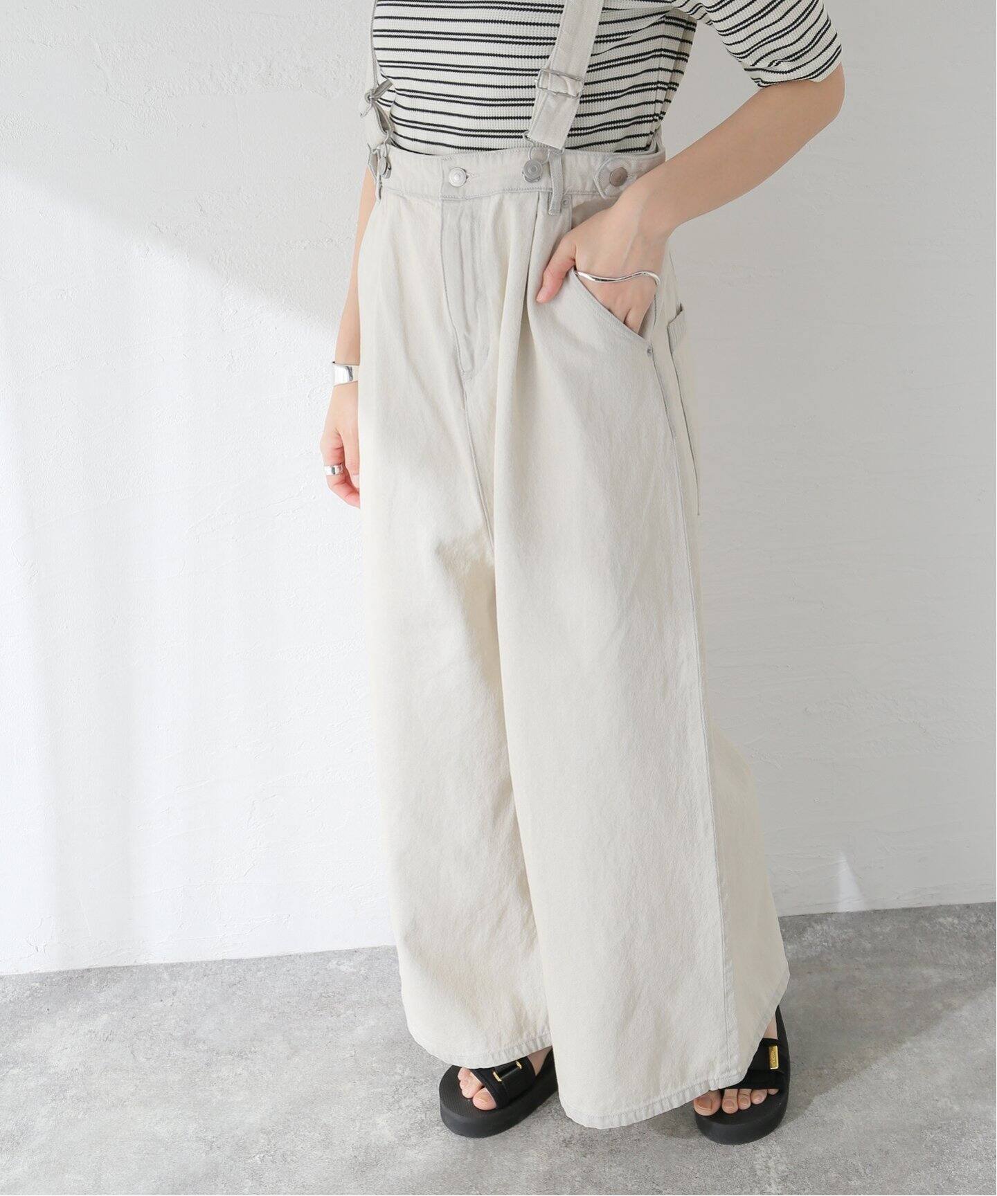 オーバーオール サロペット ホワイトデニム M くさく 