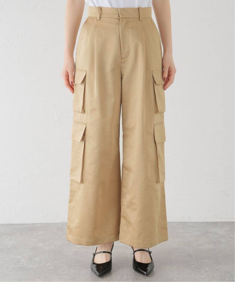 新品タグ付】 PRIDE サテンカーゴパンツ 光沢生地 茶 ブラウン 36 