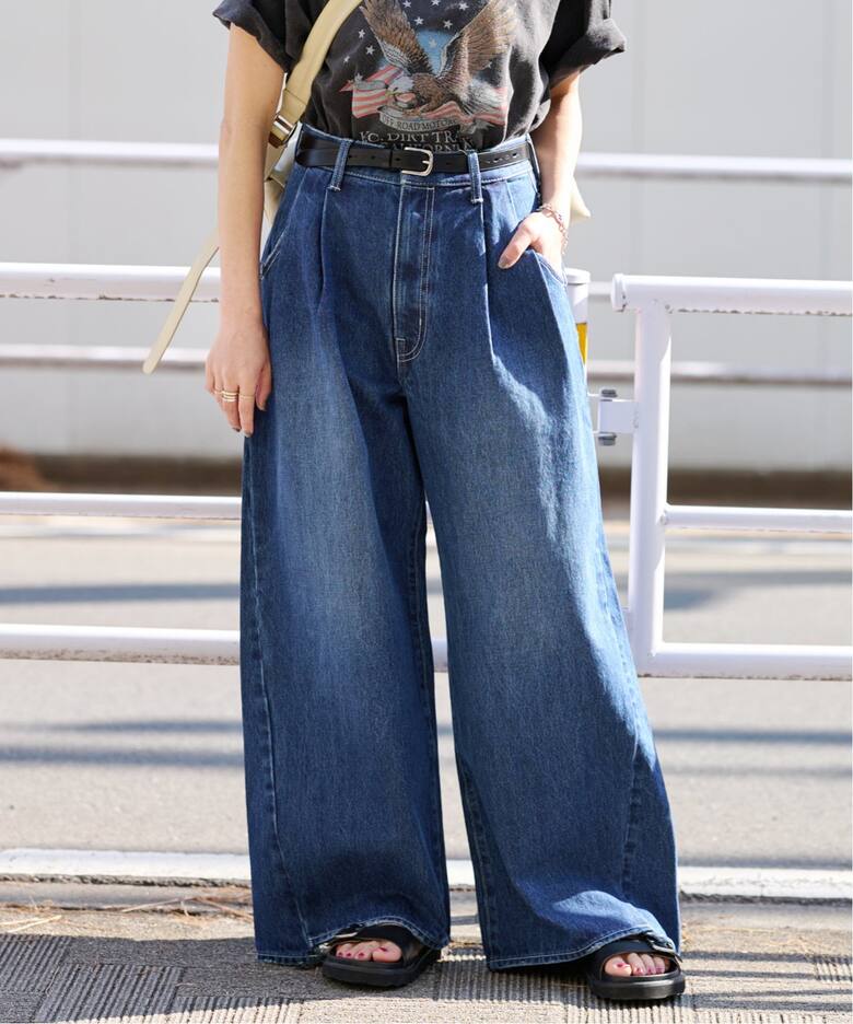追加2》2タックワイドデニムパンツ（デニムパンツ・ジーンズ 