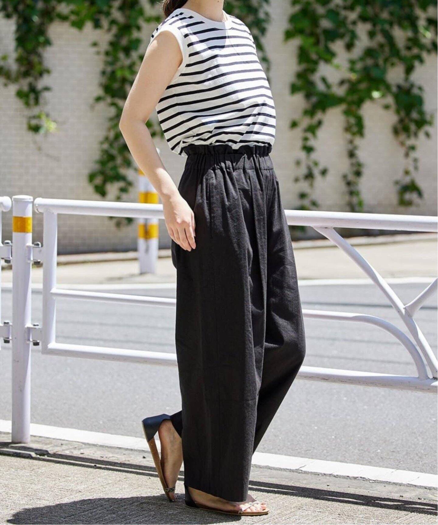 追加4》ウォッシャブルコットンリネンVISワイドパンツ（その他パンツ