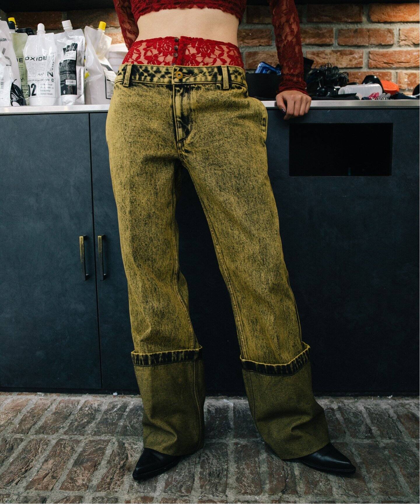 Mika.I×Oriens】 レースドッキングデニムパンツ（デニムパンツ  